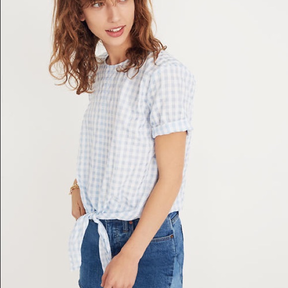 Gingham check front tie top - Picture 3 of 5